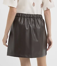 Petite Side Buckle Faux Leather Mini Skirt