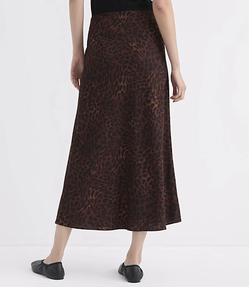 Tall Leopard Print Crepe Bias Midi Skirt