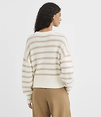 Striped Ribtrim Dolman Sweater