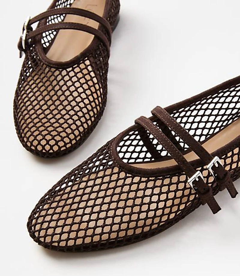 Double Buckle Mesh Flats