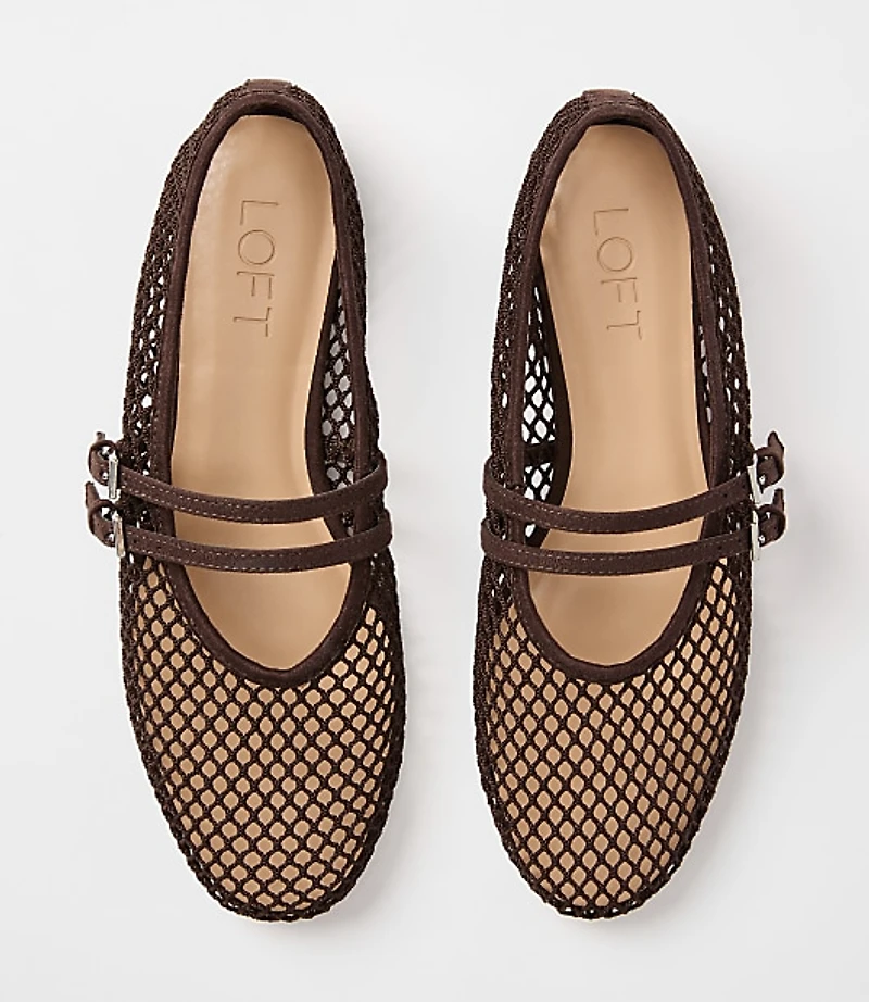 Double Buckle Mesh Flats