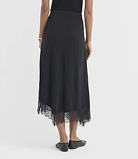 Lace Hem Jersey Midi Skirt