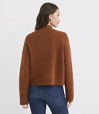 Petite Heathered Mock Neck Sweater Jacket