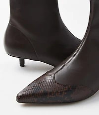 Snake Print Tipped Kitten Heel Booties