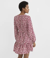 Tall Garden Balloon Sleeve Mini Flounce Dress