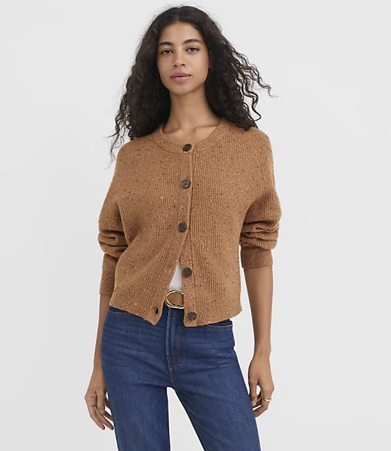 Flecked Ribbed Relaxed Cardigan