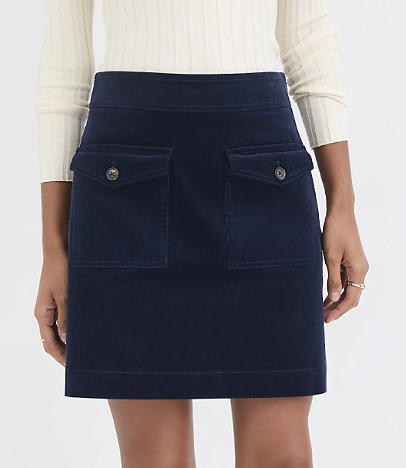 Petite Brushed Corduroy Patch Pocket Mini Skirt