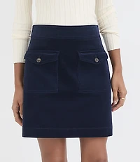 Petite Brushed Corduroy Patch Pocket Mini Skirt