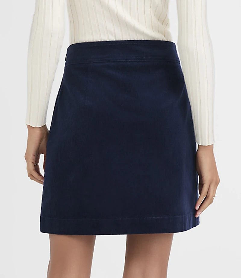 Petite Brushed Corduroy Patch Pocket Mini Skirt