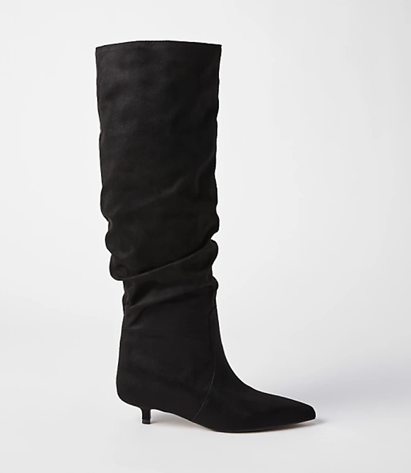 Tall Slouchy Kitten Heel Boots