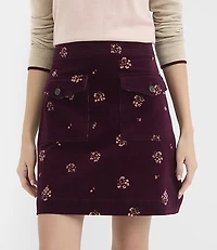 Petite Floral Corduroy Patch Pocket Mini Skirt