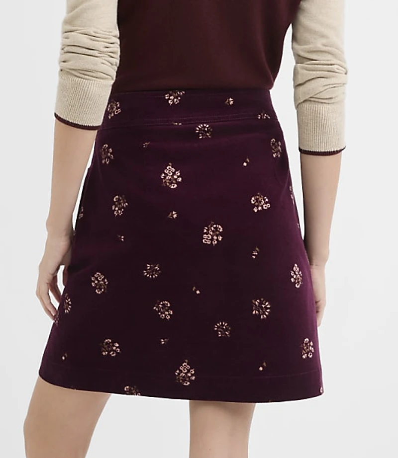 Petite Floral Corduroy Patch Pocket Mini Skirt