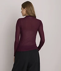 Lou & Grey Sheer Mock Neck Top