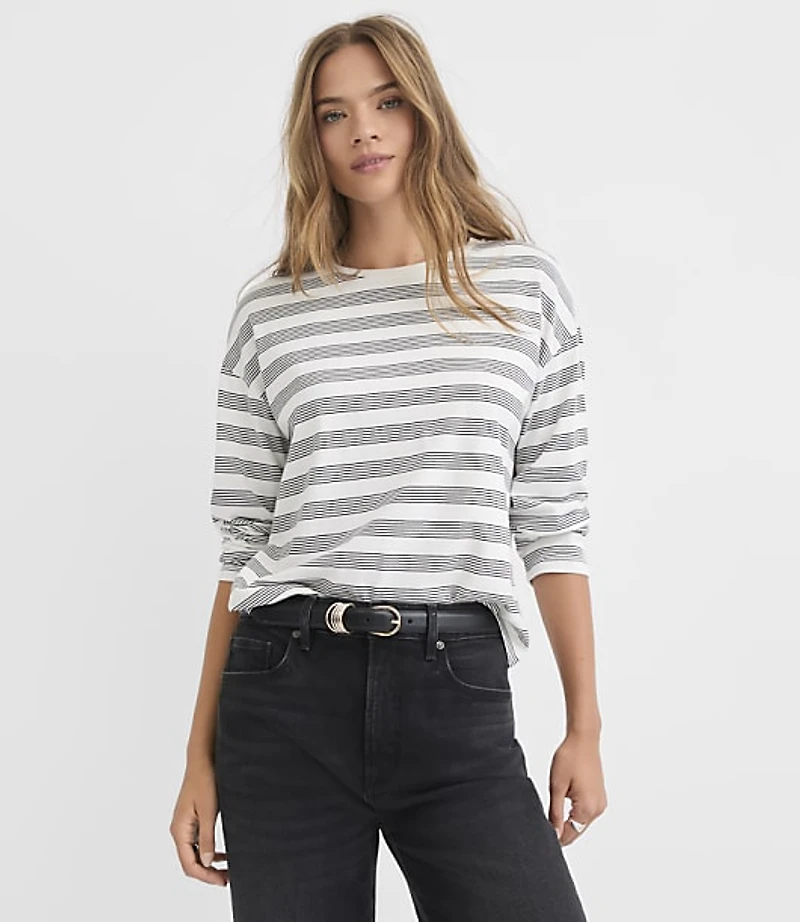 Stripe Jersey Relaxed Long Sleeve Tee