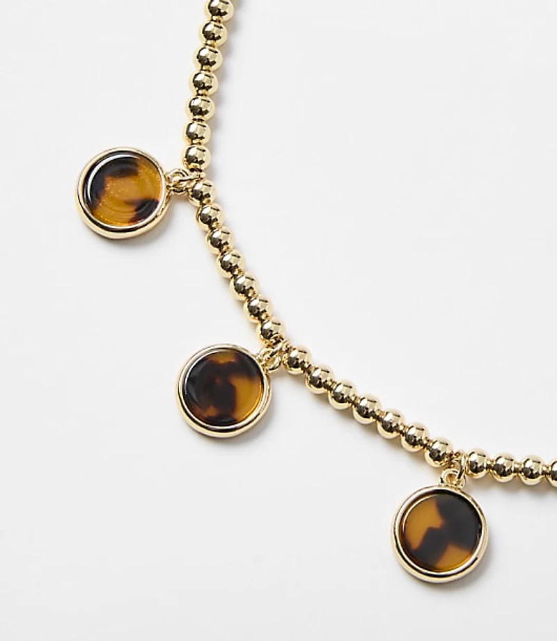 Tortoiseshell Print Circle Pull Tie Necklace
