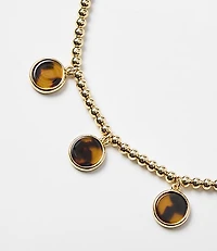 Tortoiseshell Print Circle Pull Tie Necklace