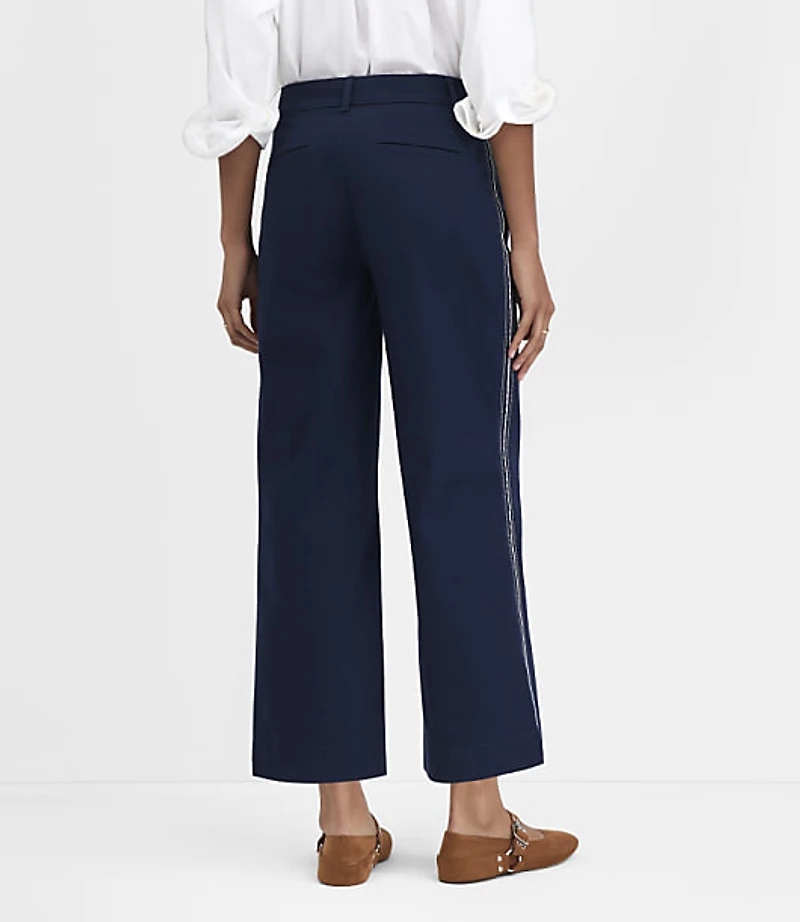 Curvy Palmer Wide Leg Crop Pants Striped Twill