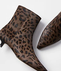 Leopard Print Hair Calf Kitten Heel Booties