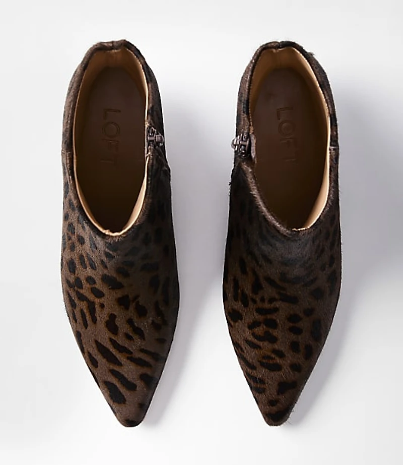 Leopard Print Hair Calf Kitten Heel Booties