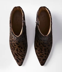 Leopard Print Hair Calf Kitten Heel Booties