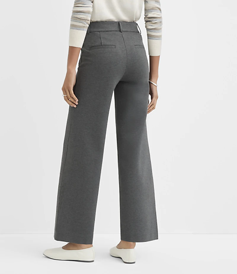 Petite Palmer Wide Leg Pants Heathered Ponte
