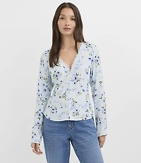 Petite Bouquet Lace Trim V-Neck Blouse