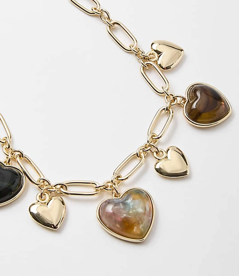 Heart Charm Statement Necklace