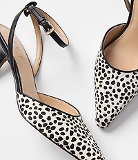 Spotted Hair Calf Ankle Strap Kitten Heels