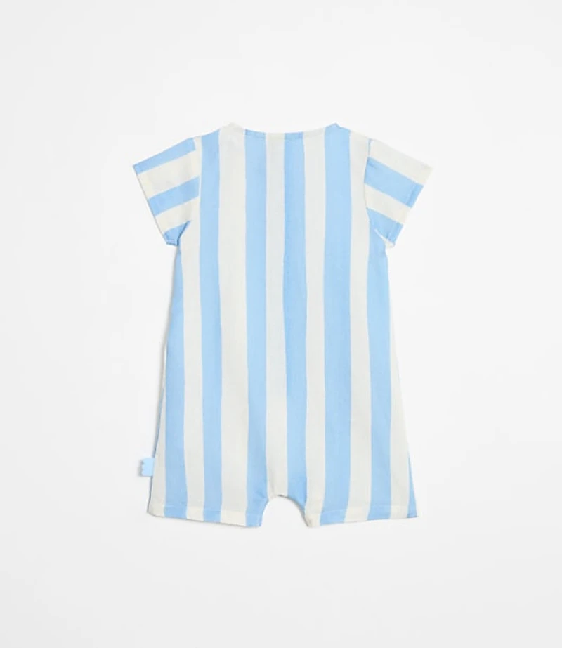 LOFT x Mon Coeur Linen Blue Cabana Romper