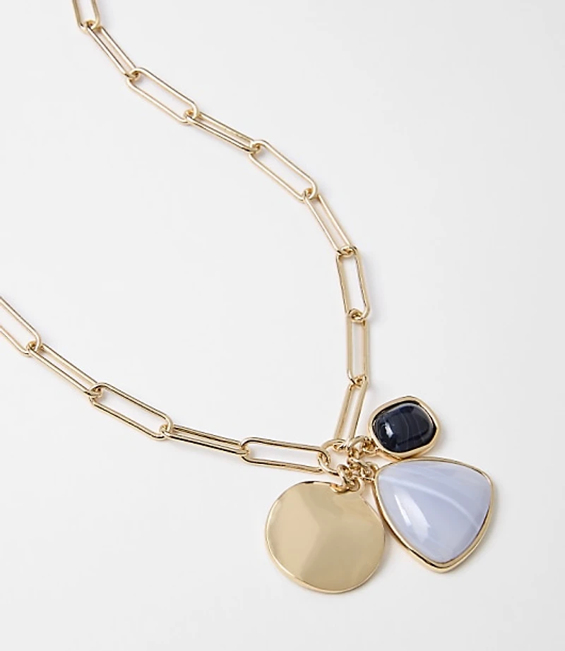 Coin Marbleized Cluster Pendant Necklace
