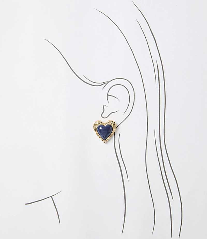 Marbleized Heart Stud Earrings