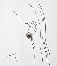 Marbleized Heart Stud Earrings