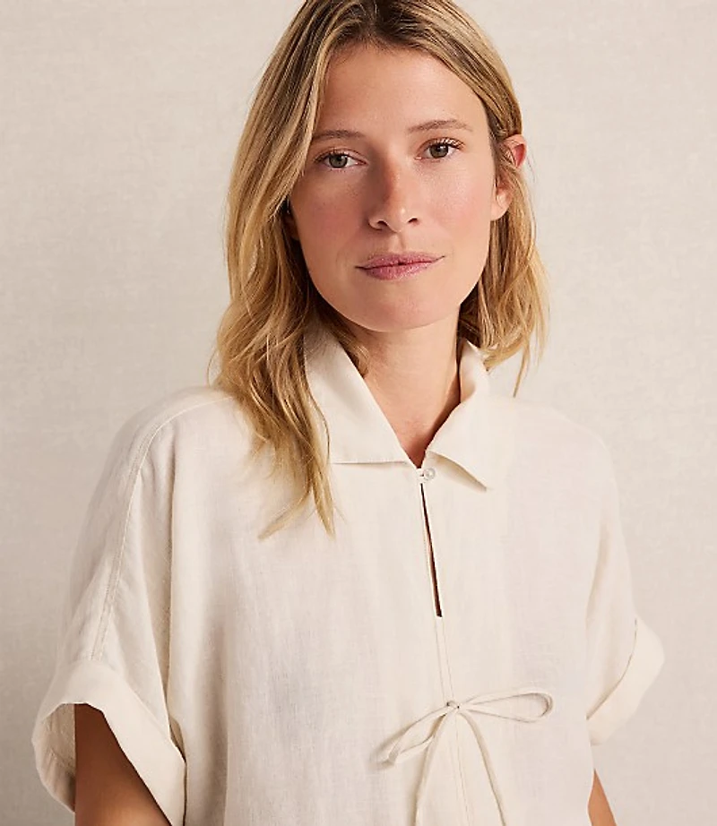 Haven Well Within Linen Tie-Front Top