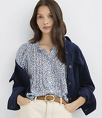 Garden Pintucked Puff Sleeve Blouse