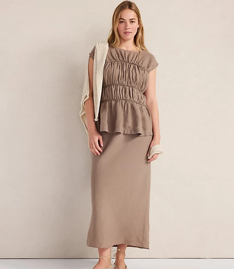 Haven Well Within Linen Bias Cut Midi Skirt
