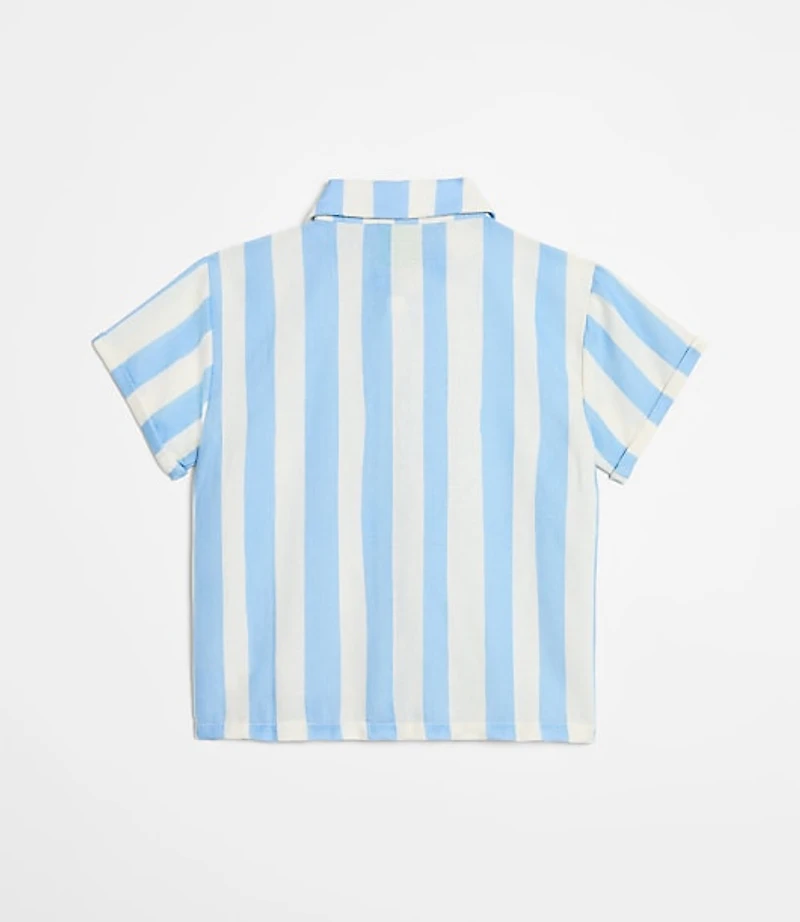 LOFT x Mon Coeur Linen Blue Cabana Shirt