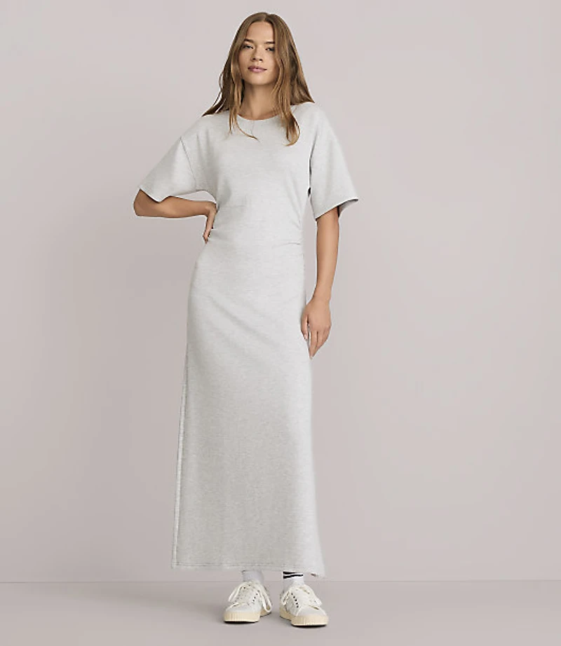 Lou & Grey Heathered Scubasoft Side Pleated Maxi Dress