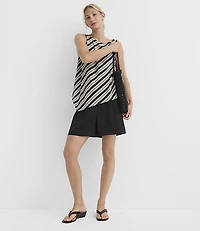 Striped Asymmetrical Twist Shoulder Top
