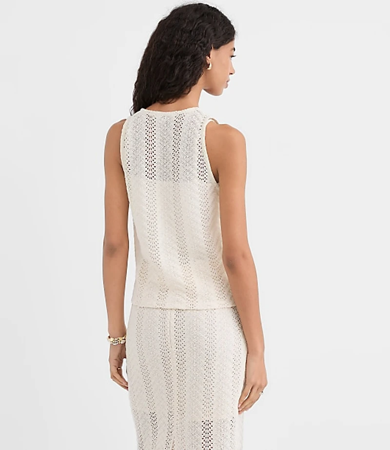 Petite Crochet Button V-Neck Top
