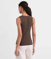 Petite Lace Up Perfect Ribbed Scoop Neck Tank Top