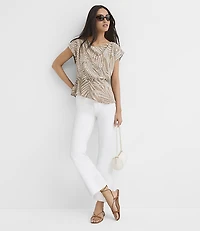 Petite Leafed Asymmetrical Peplum Top
