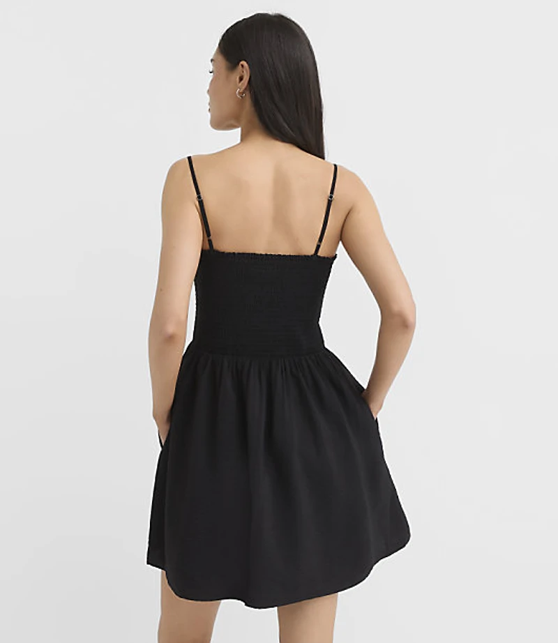 Petite Smocked Strappy Mini Pocket Dress