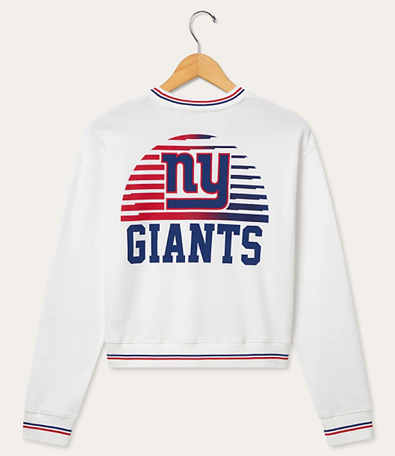 Junk Food New York Giants Striped Ribbed Cropped Fleece