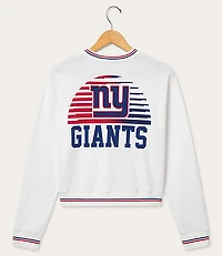 Junk Food New York Giants Striped Ribbed Cropped Fleece