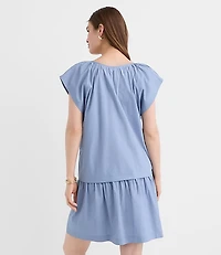 Petite Poplin Flutter Mini Pocket Dress