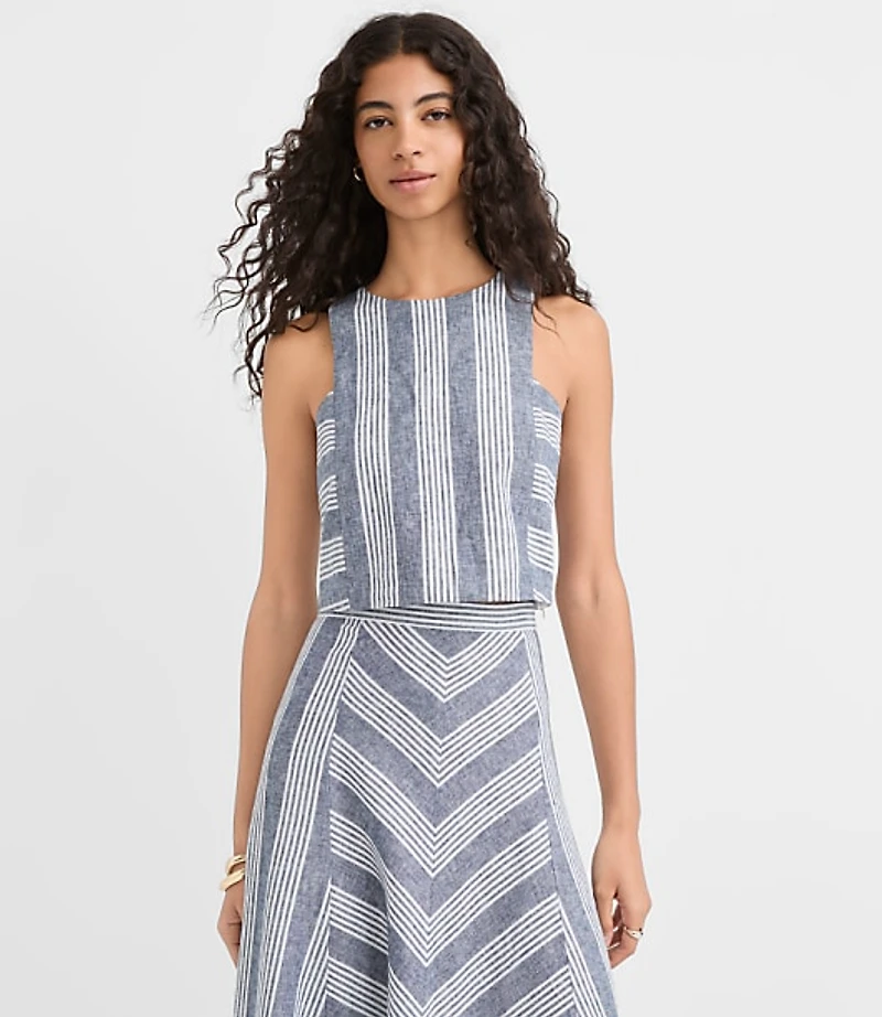 Petite Striped Linen Cotton Shell