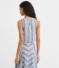 Petite Striped Linen Cotton Shell