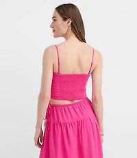 Petite LOFT Beach Ruched Linen Cotton Top