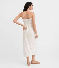 Petite LOFT Beach Seashell Linen Cotton Strapless Midi Dress