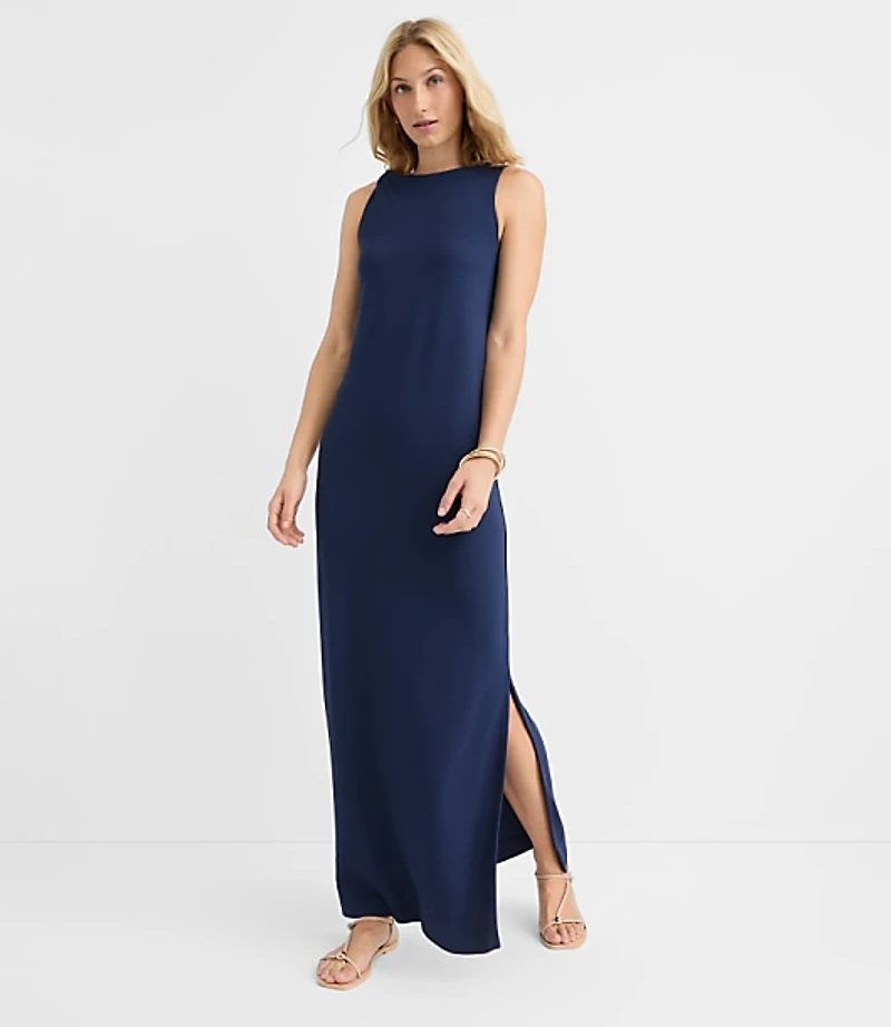 Petite Twist Shoulder Ponte Maxi Dress